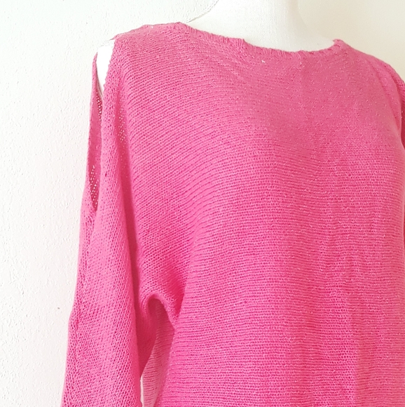 New York & Company Cold Shoulder Knit Sweater - Size Large Women's Pink Sweater - Picture 4 of 8